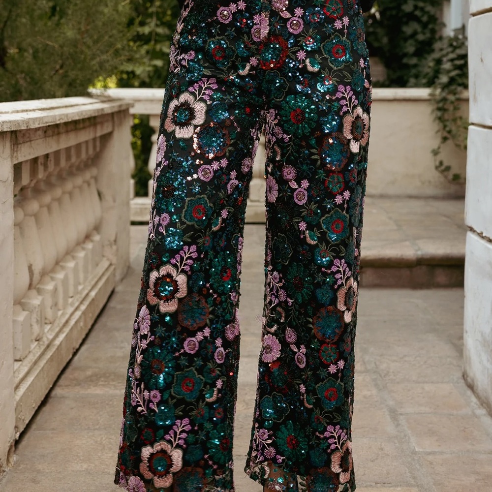 TAMSIN PANTS IN FLORAL SEQUIN
